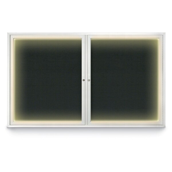 Indoor Enclosed Combo Board, 42"x32", Black Frame/Black & Amethyst